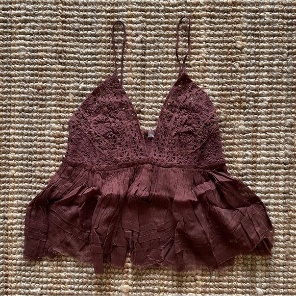 NEW Free People One Carrie Top In Java Brown - Picture 5 of 13